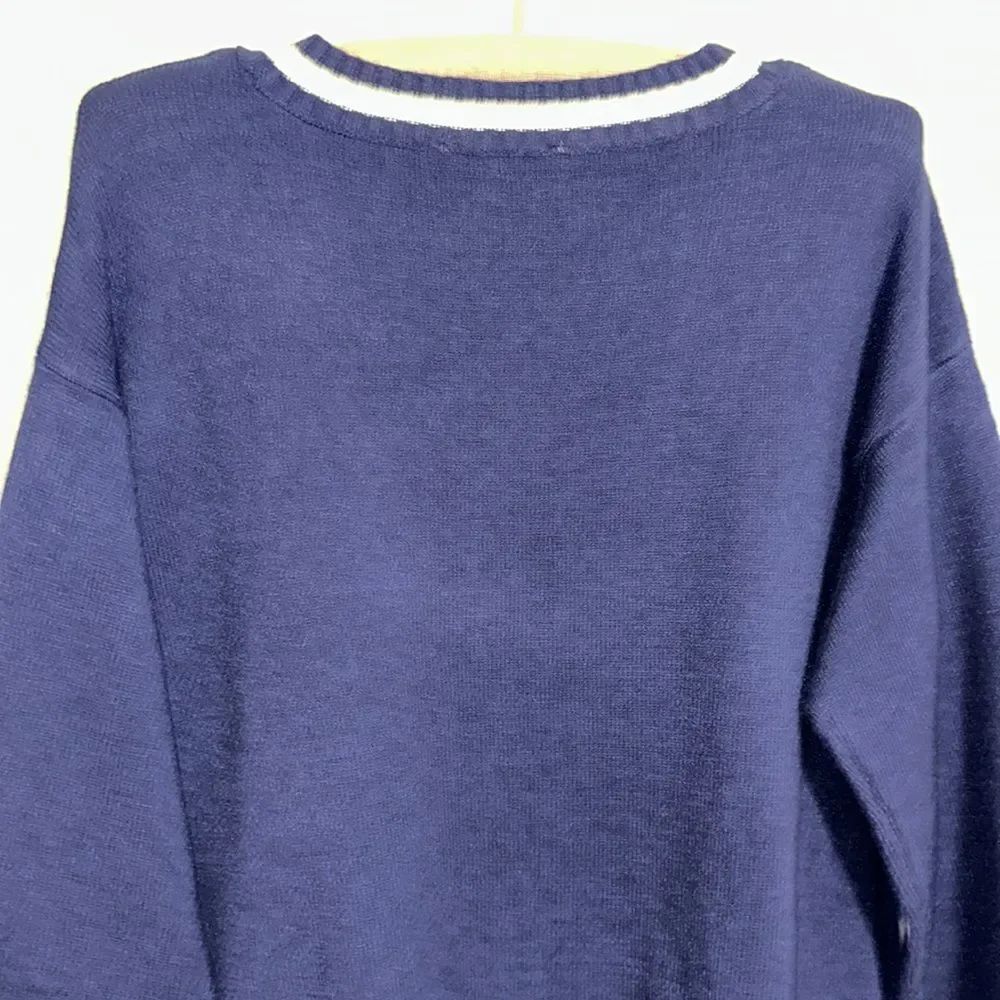 Pink Republic XS-S Navy White Stripe Knit Button V-Neck Cardigan with Pockets - Picture 9 of 16